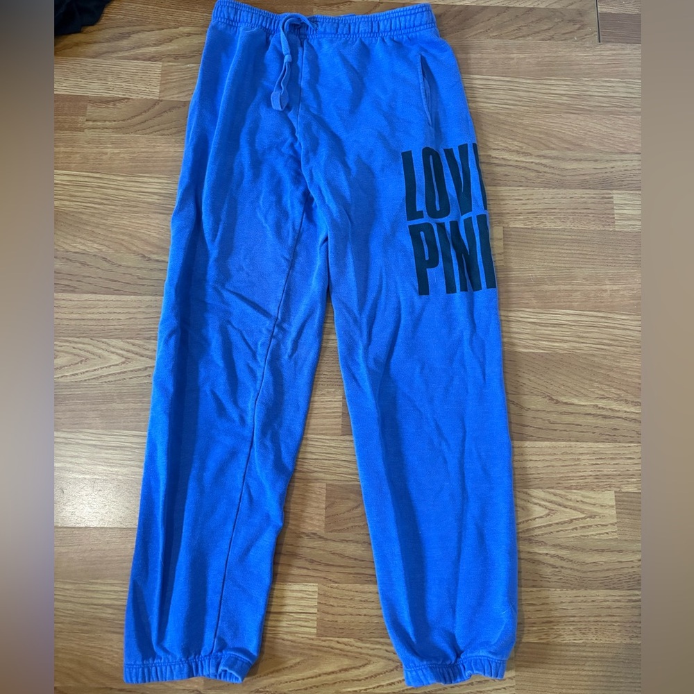 PINK Victoria's Secret Blue 'Love PINK' Sweatpants